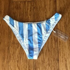 NWT Kenny Flowers WATERCOLORS Bikini Bottom in Light Blue & White Stripes Size S